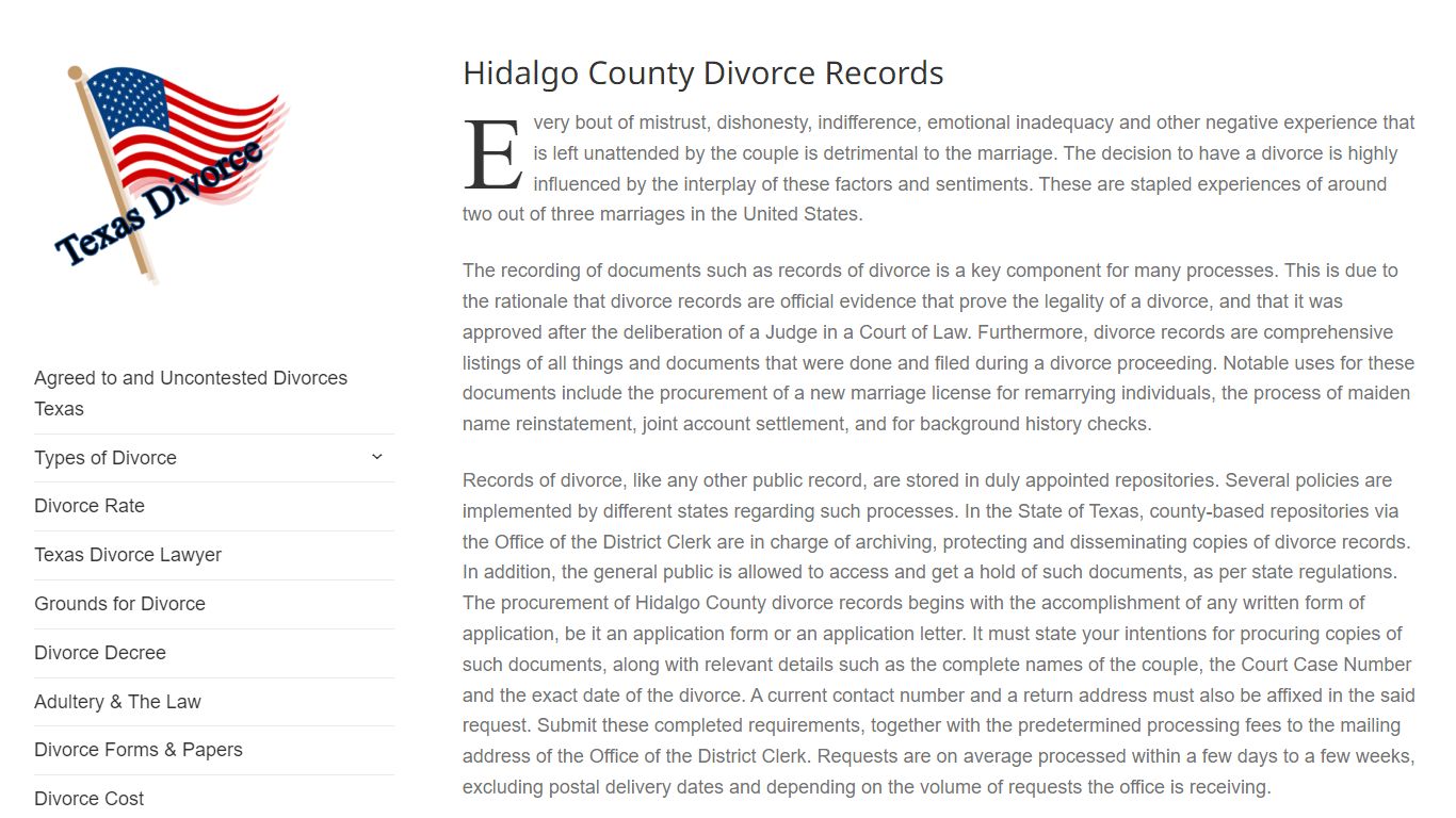 Hidalgo County Divorce Records – Divorce in Texas