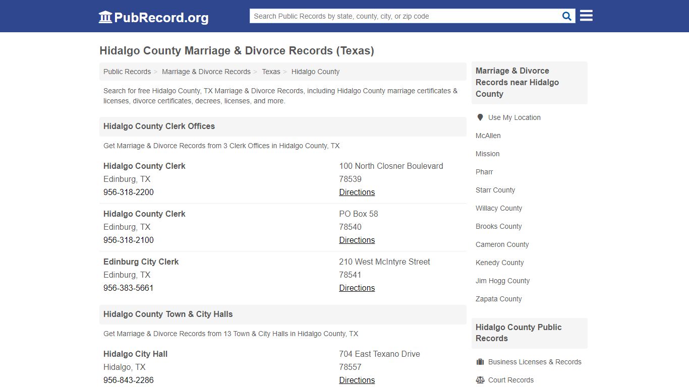 Hidalgo County Marriage & Divorce Records (Texas)